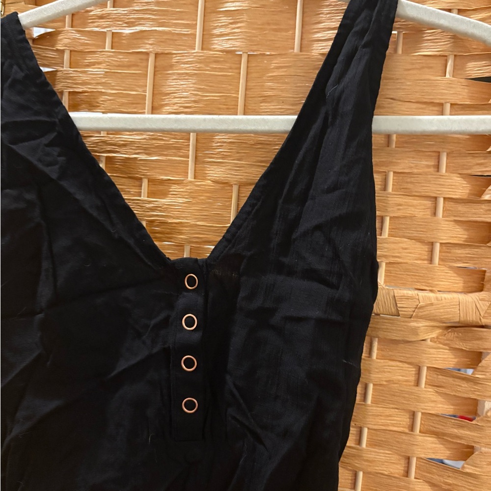 Free People Intimately Black Sleeveless Top with Button Detail